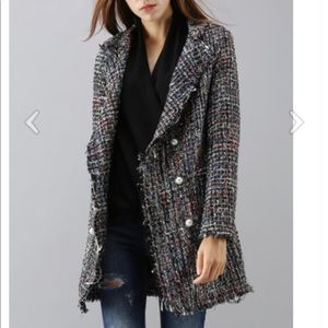 Raw Edge Tweed Coat with silver/sparkle threads